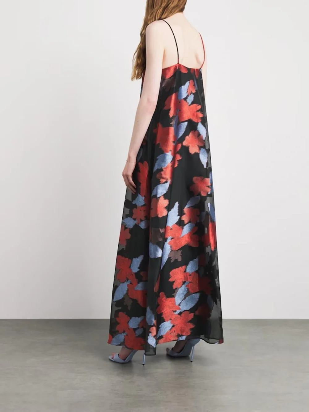 STAUD Satin Organza Delfina Maxi Dress L NWT night garden